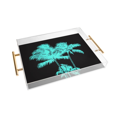 Deb Haugen turquoise palms Acrylic Tray