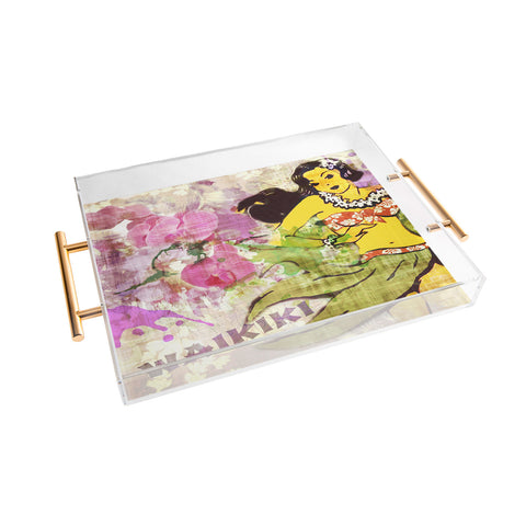 Deb Haugen waikiki wahine Acrylic Tray