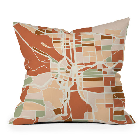 deificus Art PORTLAND OREGON CITY MAP Outdoor Throw Pillow