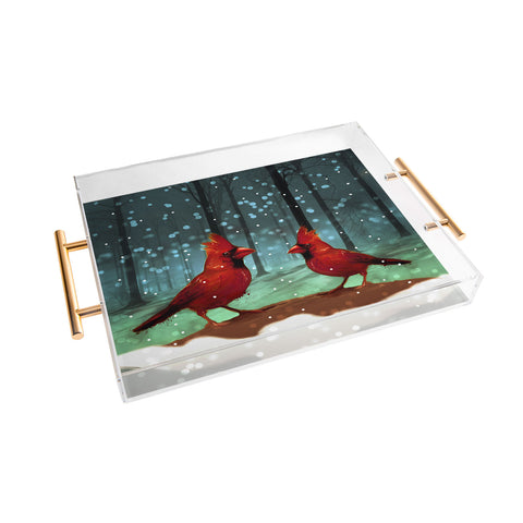 Deniz Ercelebi Cardinals In Snow Acrylic Tray
