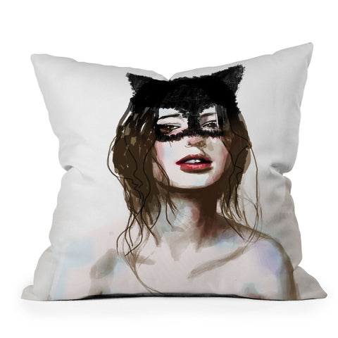 Deniz Ercelebi Cat Outdoor Throw Pillow