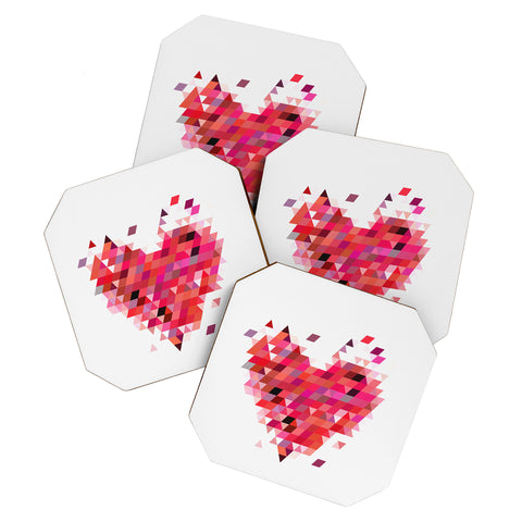 Deniz Ercelebi Heart 1 Red Coaster Set