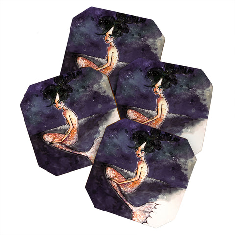 Deniz Ercelebi Mermaid and stars Coaster Set
