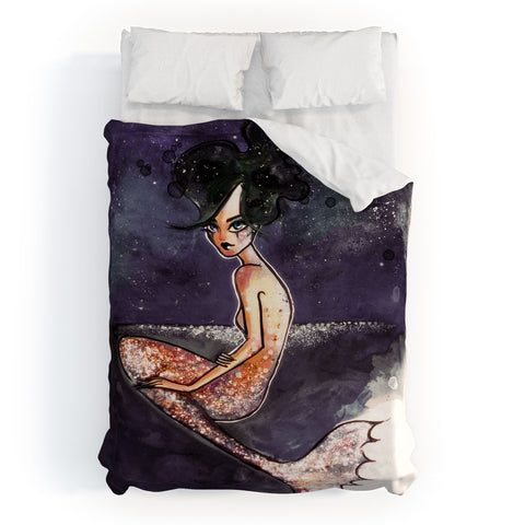 Deniz Ercelebi Mermaid and stars Duvet Cover
