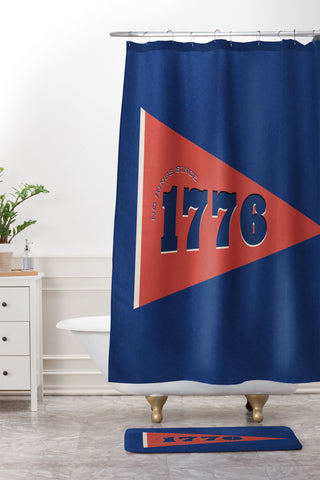 DENY Designs 1776 Pennant Shower Curtain And Mat