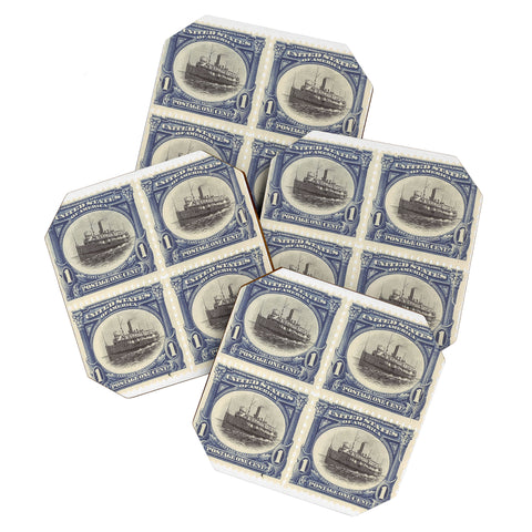 DENY Designs 1901 1c Fast Lake Navigation Stamps Coaster Set