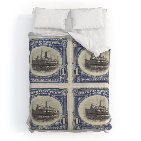 DENY Designs 1901 1c Fast Lake Navigation Stamps Duvet Cover