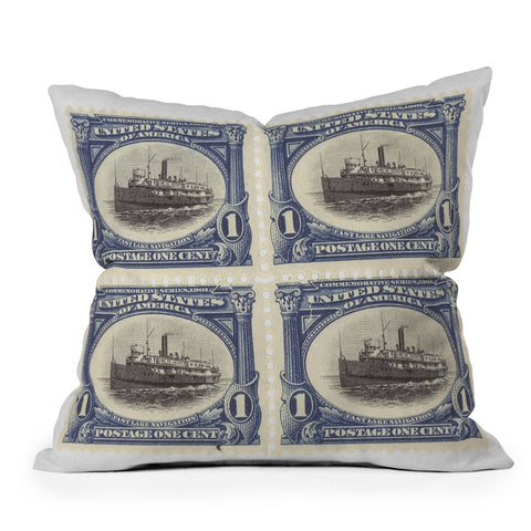 DENY Designs 1901 1c Fast Lake Navigation Stamps Throw Pillow