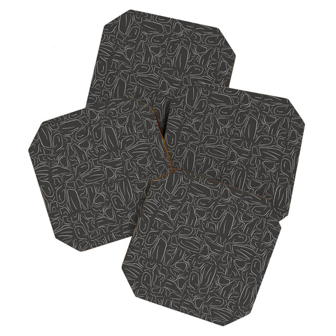 DENY Designs Abstract Lines Black Coaster Set