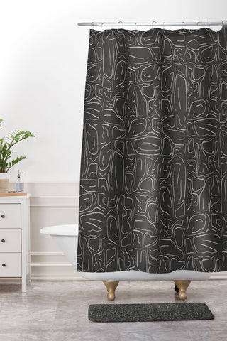 DENY Designs Abstract Lines Black Shower Curtain And Mat