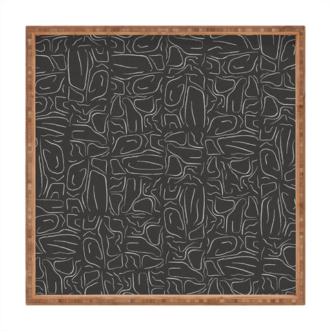 DENY Designs Abstract Lines Black Square Tray