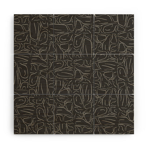 DENY Designs Abstract Lines Black Wood Wall Mural
