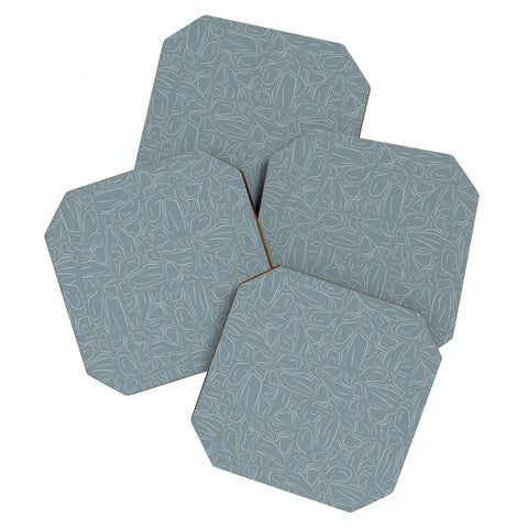 DENY Designs Abstract Lines Blue Coaster Set