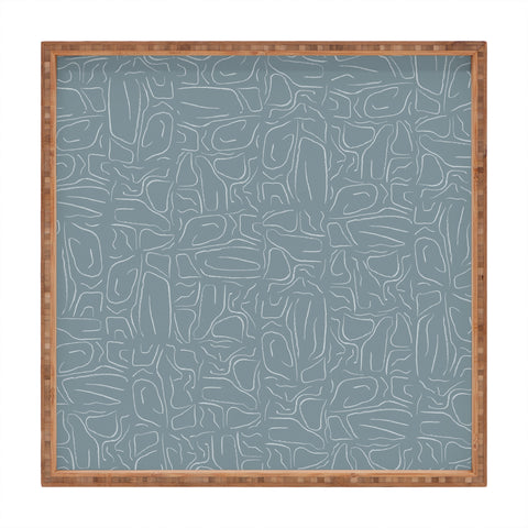 DENY Designs Abstract Lines Blue Square Tray