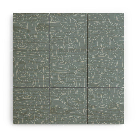 DENY Designs Abstract Lines Blue Wood Wall Mural