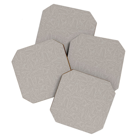 DENY Designs Abstract Lines Light Gray Coaster Set