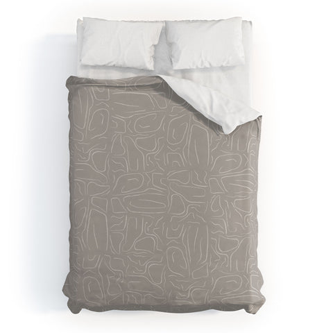 DENY Designs Abstract Lines Light Gray Duvet Cover