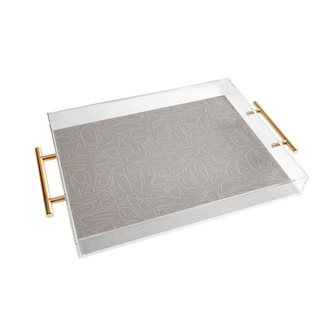 DENY Designs Abstract Lines Light Gray Acrylic Tray