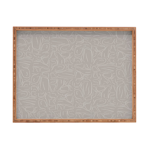 DENY Designs Abstract Lines Light Gray Rectangular Tray