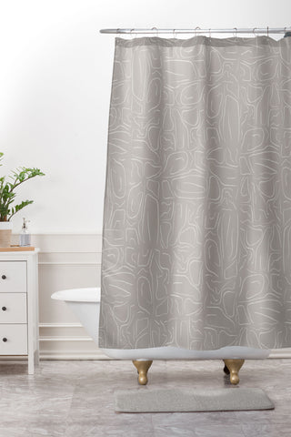 DENY Designs Abstract Lines Light Gray Shower Curtain And Mat