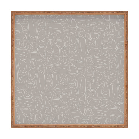 DENY Designs Abstract Lines Light Gray Square Tray