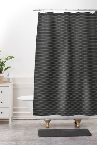 DENY Designs Block Print Dot Black Shower Curtain And Mat
