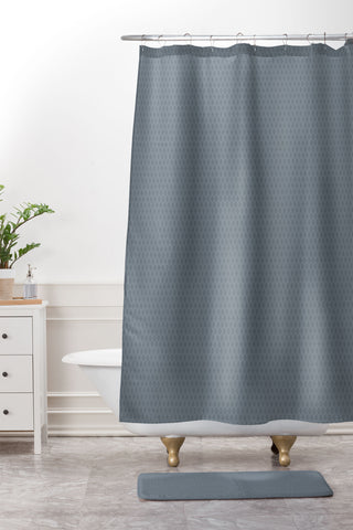 DENY Designs Block Print Dot Blue Shower Curtain And Mat