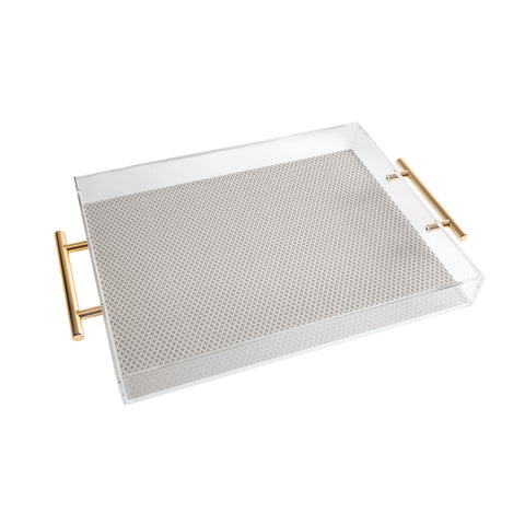DENY Designs Block Print Dot Cream Acrylic Tray