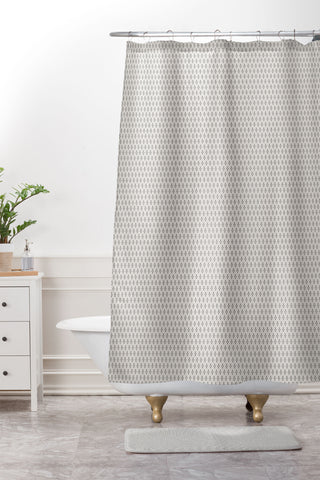 DENY Designs Block Print Dot Cream Shower Curtain And Mat