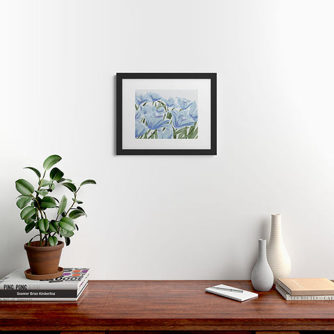 DENY Designs blue blooms Framed Art Print
