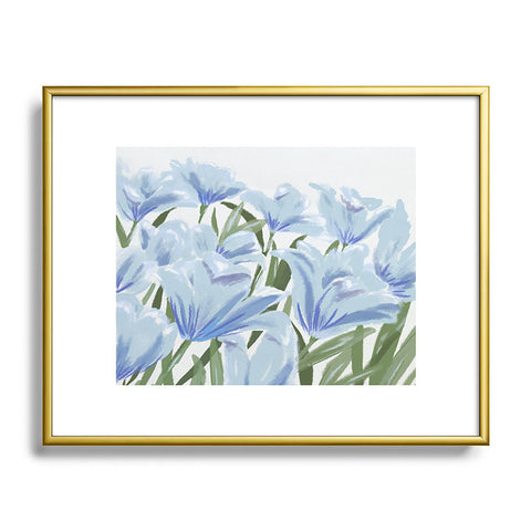 DENY Designs blue blooms Metal Framed Art Print