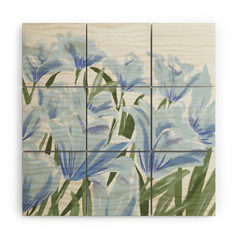 DENY Designs blue blooms Wood Wall Mural