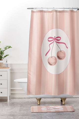 DENY Designs Bow Cherries Shower Curtain And Mat