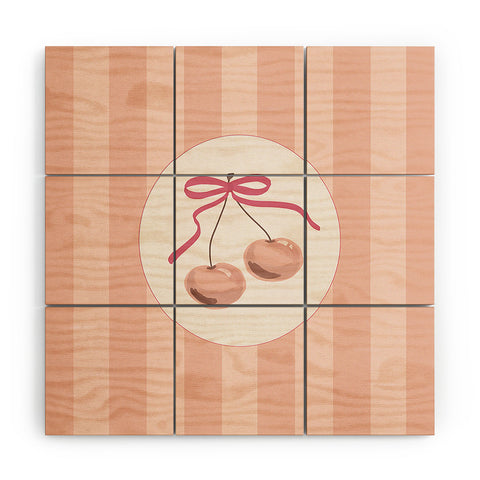 DENY Designs Bow Cherries Wood Wall Mural