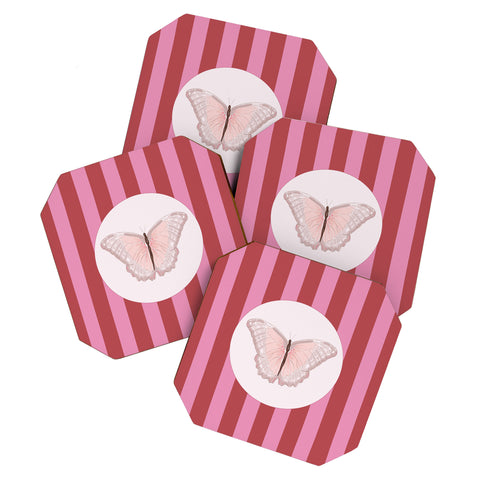 DENY Designs butterfly stripes Coaster Set