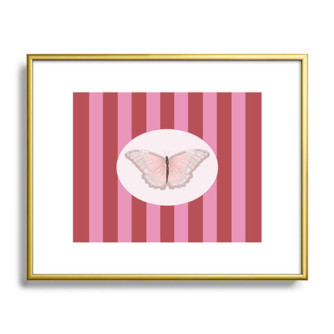 DENY Designs butterfly stripes Metal Framed Art Print