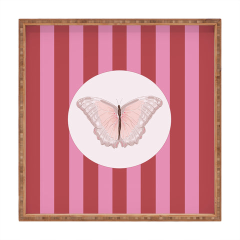 DENY Designs butterfly stripes Square Tray