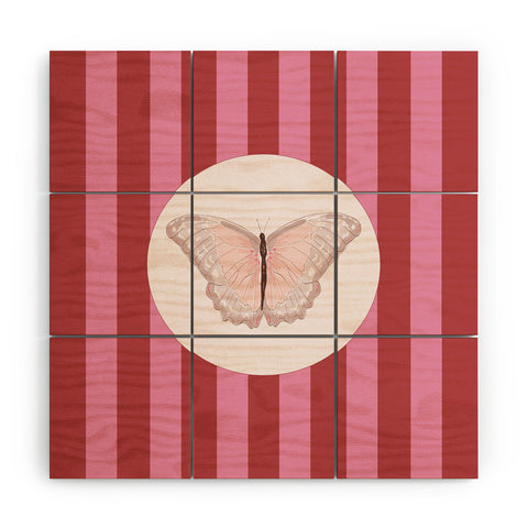DENY Designs butterfly stripes Wood Wall Mural