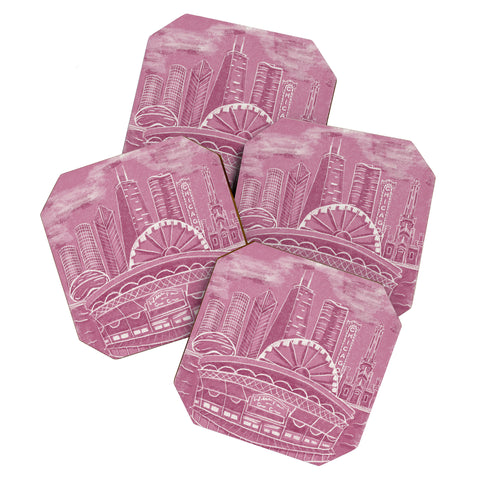 DENY Designs Chicago Landmarks in Blush Coaster Set