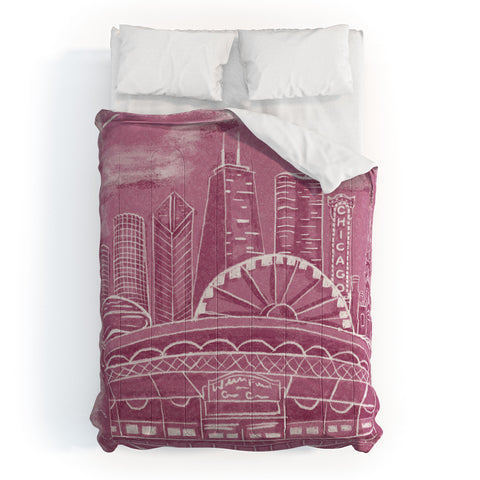 DENY Designs Chicago Landmarks in Blush Comforter