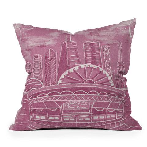 DENY Designs Chicago Landmarks in Blush Outdoor Throw Pillow