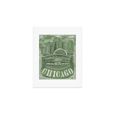 DENY Designs Chicago Landmarks in Green Art Print