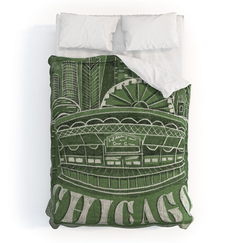 DENY Designs Chicago Landmarks in Green Comforter