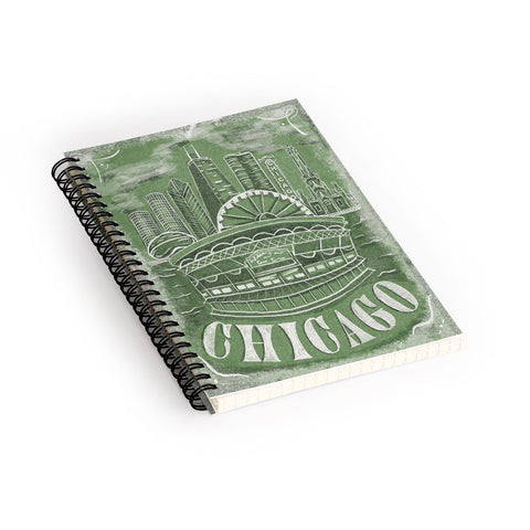 DENY Designs Chicago Landmarks in Green Spiral Notebook
