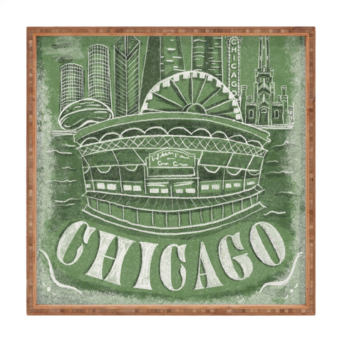 DENY Designs Chicago Landmarks in Green Square Tray