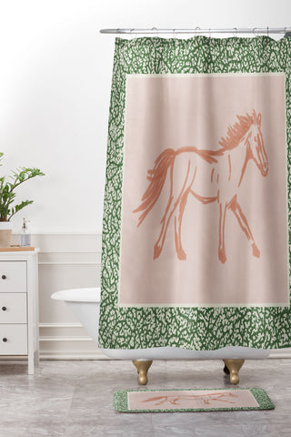 DENY Designs country horse 2 Shower Curtain And Mat