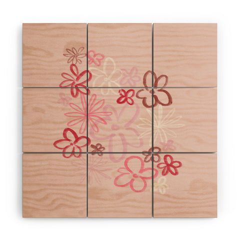 DENY Designs daisy pinks Wood Wall Mural