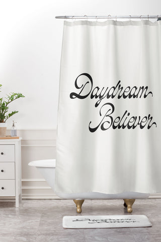 DENY Designs Daydream Believer W and B Shower Curtain And Mat