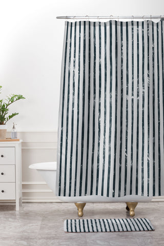 DENY Designs Distressed Chunky Stripe Shower Curtain And Mat