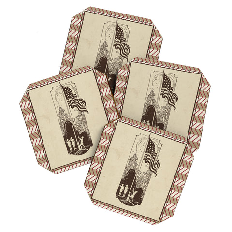 DENY Designs Flag Raisers Striped Square Coaster Set